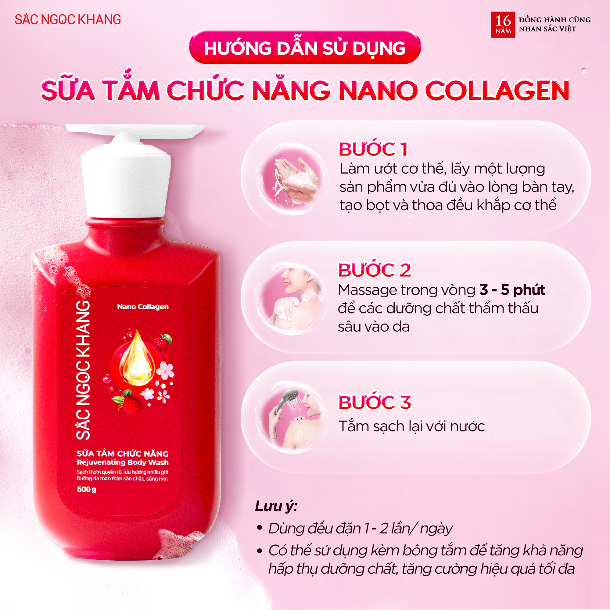 Sữa Tắm Chức Năng Nano Collagen Sắc Ngọc Khang 500g