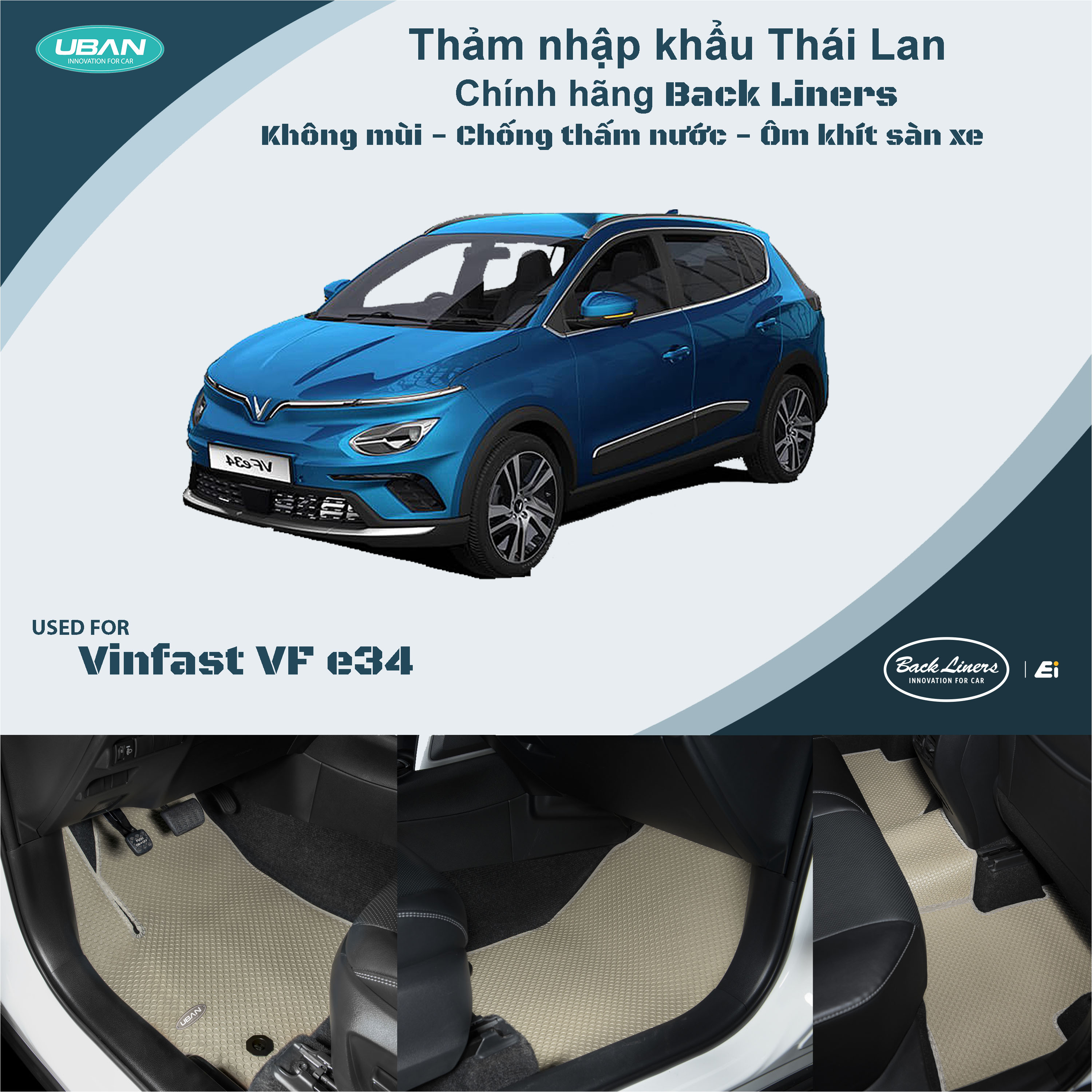 Thảm lót sàn ô tô UBAN cho xe Vinfast VF e34 - Nhập khẩu Thái Lan