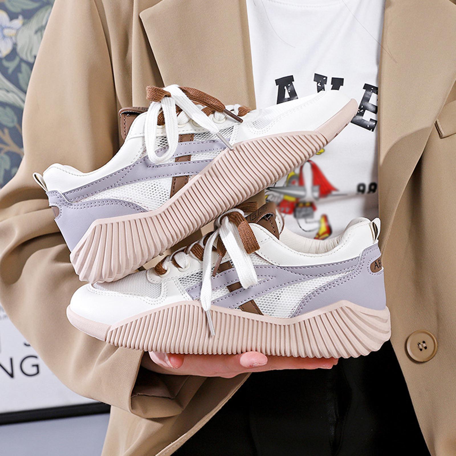 Platform Sneakers for Women Outdoor Walking Shoes Round Toe Athletic Sport Shoes Thick Soled Fashion Trainers for Running Work