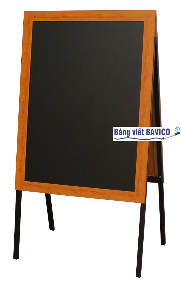 Bảng đen menu khung gỗ có chân 2 mặt - Bavico