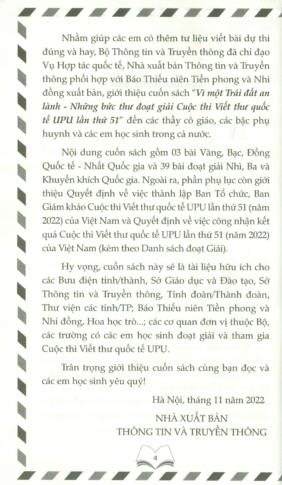 Vì một trái đất An lành - Những bức thư đoạt giải Cuộc thi viết thư quốc tế UPU lần thứ 51