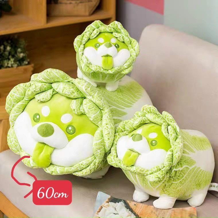 Gấu bông chó bắp cải – Quà tặng thú nhồi bông Shiba Inu Vegetable Fairy siêu dễ thương – Size 60 cm – Gối ôm cho bé ngủ ngon