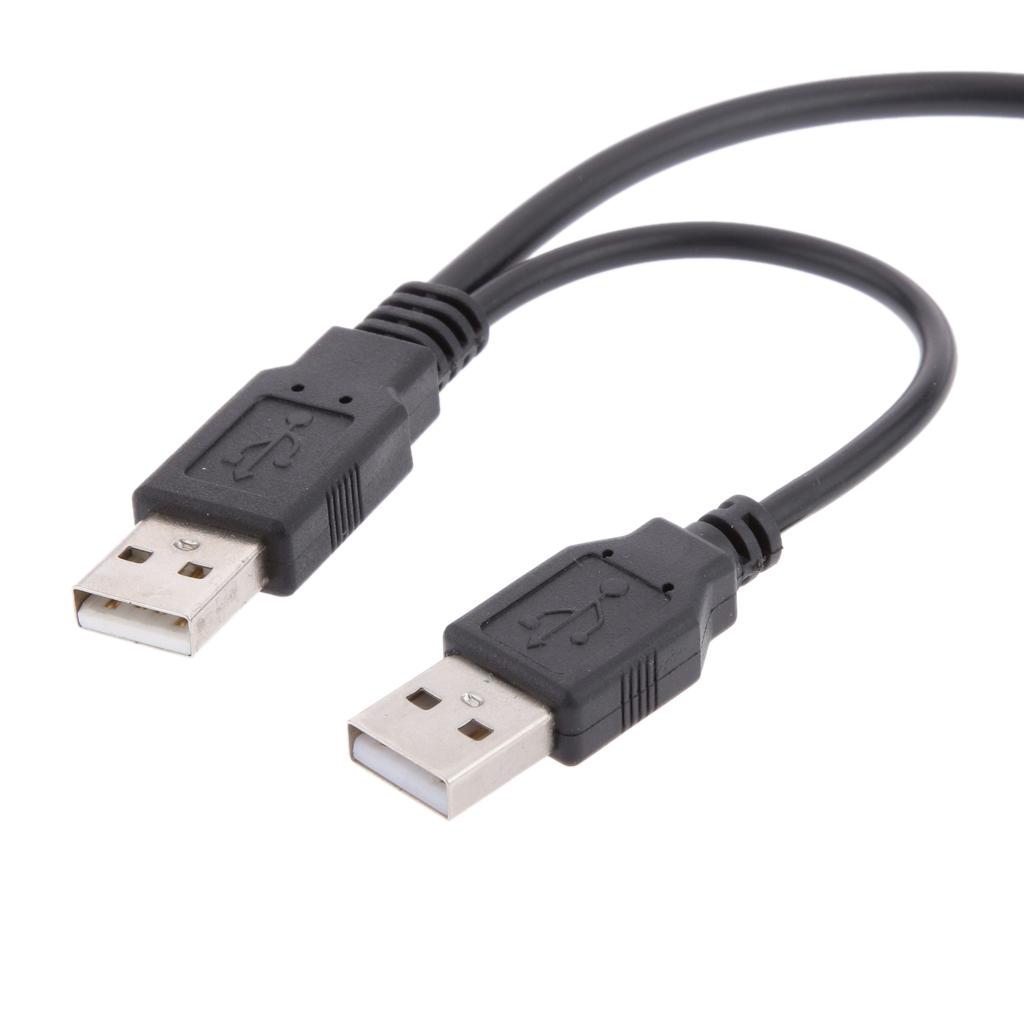 Dual USB 2.0 to SATA 15+7 Pin Data Power Cable Connector for 2.5'' HDD Driver