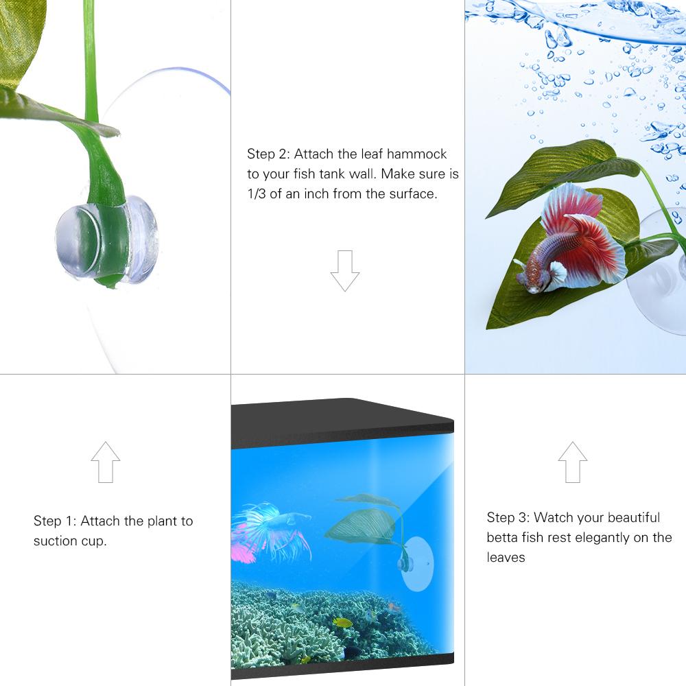 Lá cây nhân tạo bằng nhựa có giác hút trang trí hồ cá, làm chỗ nghỉ ngơi cho cá
