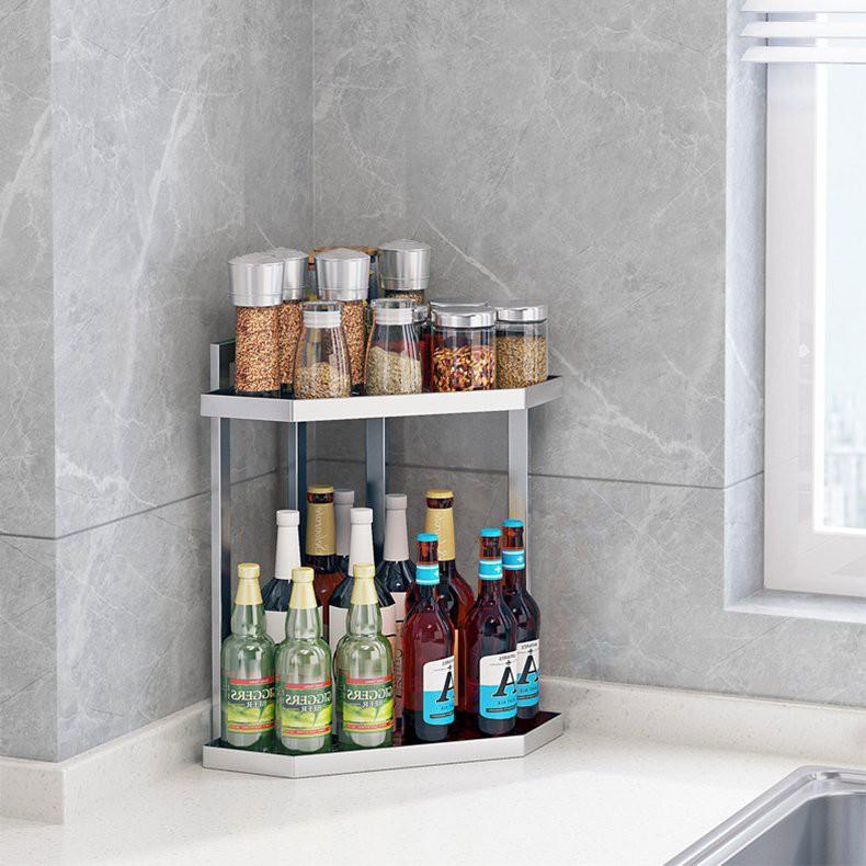 Kệ đựng gia vị dạng góc bằng inox 304 cao câp, tiện dụng