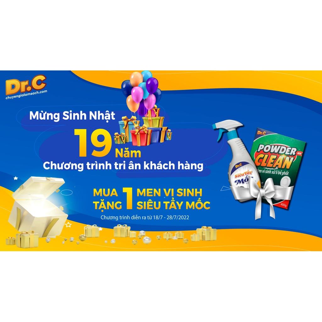 Men vi sinh xử lý bể phốt powder clean chính hãng Dr.C, chống tắc nghẽn hầm cầu, khử mùi hôi toilet, diệt khuẩn nấm mốc,