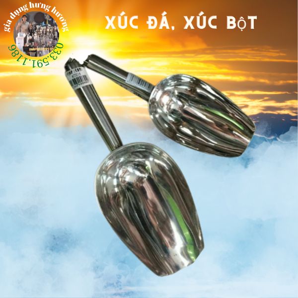 GIÁ SỈ TẠI XƯỞNG Dụng cụ cây muỗng Xúc đá bằng inox 304 số 5 vòng tròn đuôi cán dày xịn đẹp cao gấp giá rẻ các cỡ