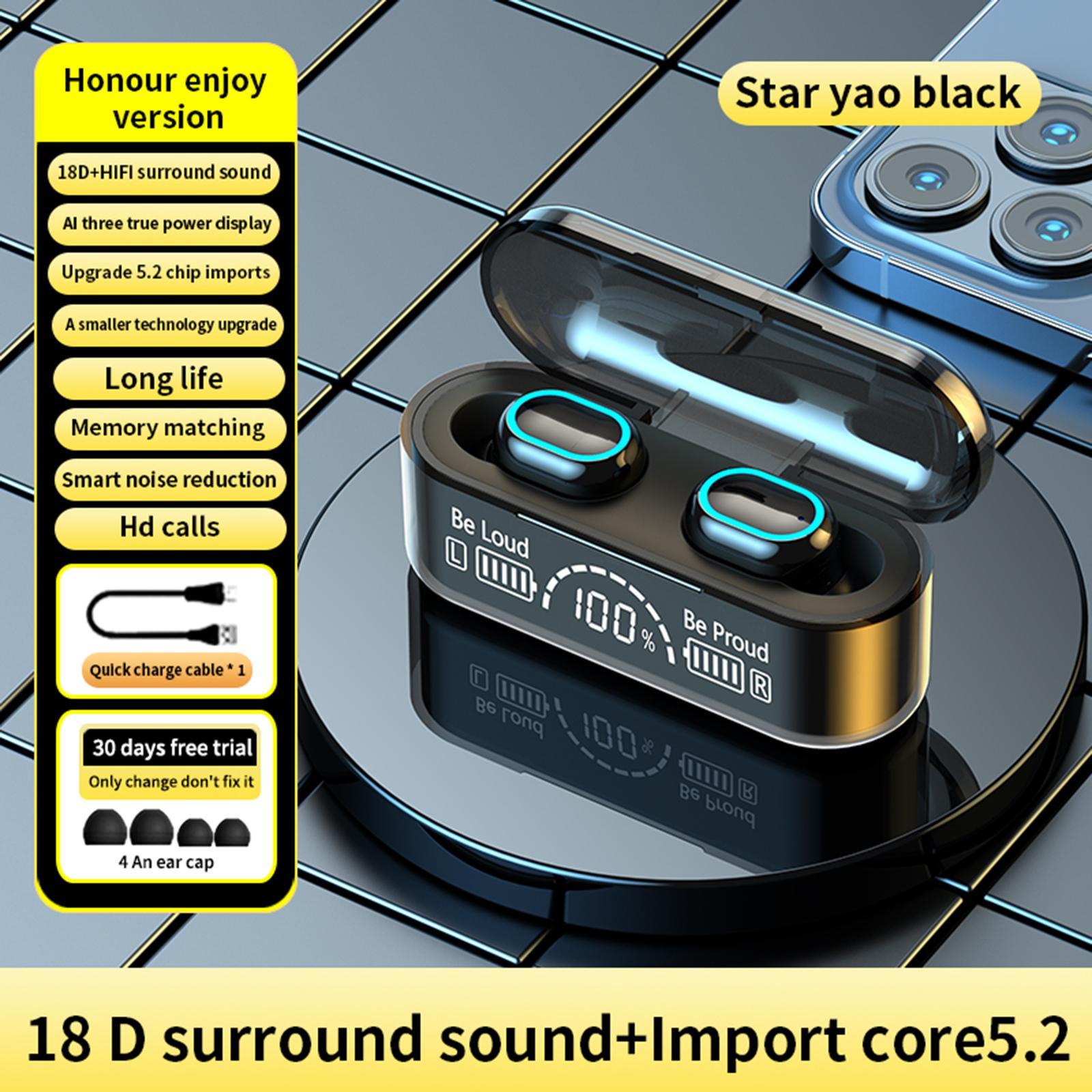 HBQ Q32 LED Bluetooth5.0 Earphone Bluetooth Headphone Sport Earbud black
