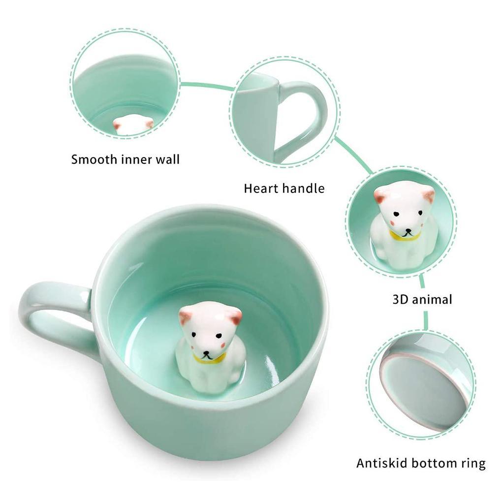 2pcs Ceramic Cup Cute Animals Inside Mugs Coffee Tea Milk 3D Cartoon