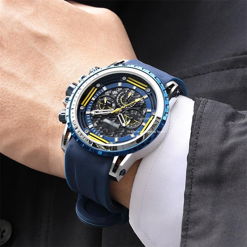 Giá tốt nhất Megir megir đồng hồ nam dạ quang chống thấm nước chronograph silicone đồng hồ thể thao thạch anh thời trang nam 2143