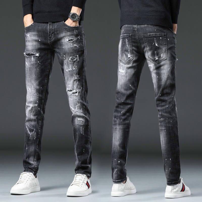 Quần Jean Nam Cao Cấp Thời trang Phong Cách Hàn Quốc Màu Đen Rách TCS 18