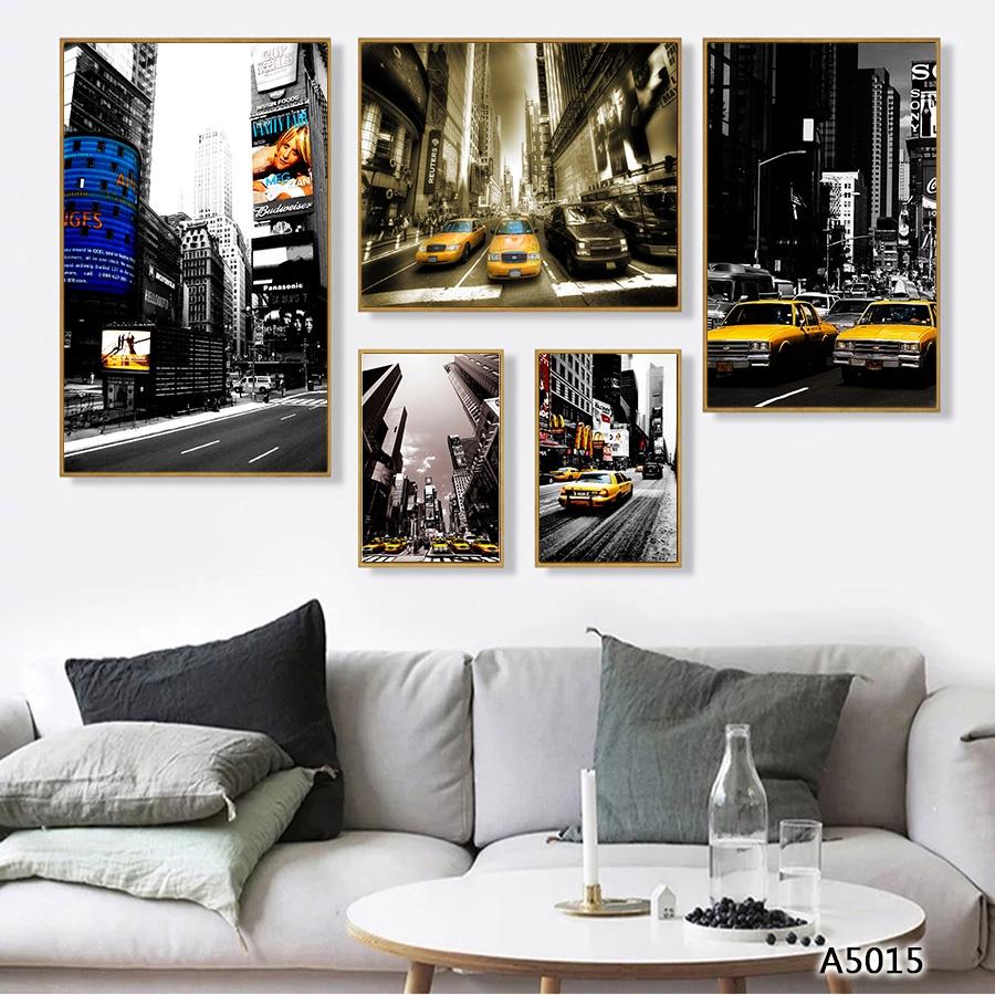 Bộ tranh khung canvas treo tường thanh phố hiện đại