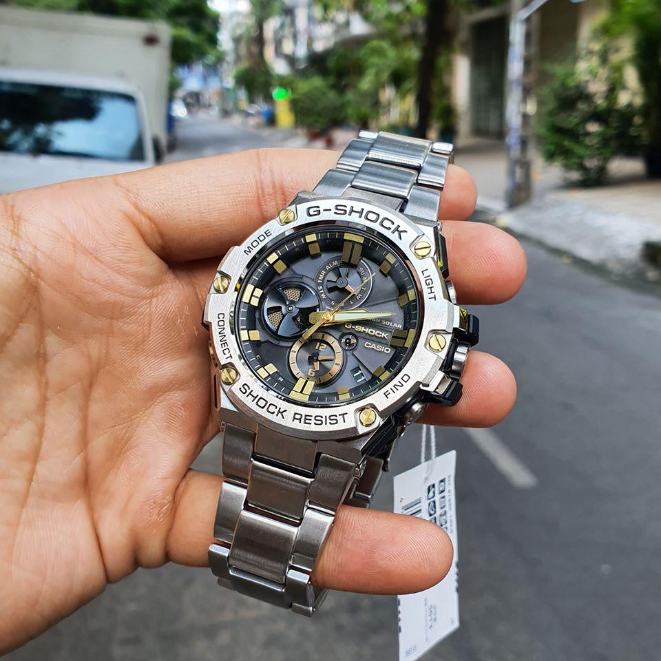 Đồng Hồ Nam Dây Thép Casio G-Shock GST-B100D-1A9 Chính Hãng - Bluetooth - Năng lượng mặt trời