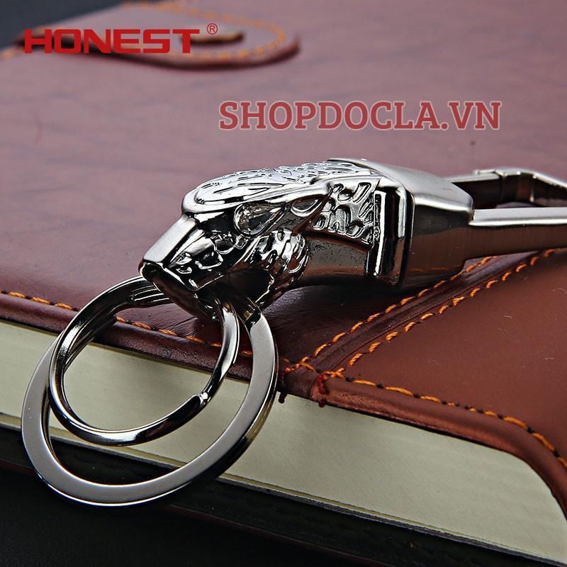 Móc khóa Honest BCK2 648 đầu báo cao cấp mắt đính đá đựng hộp thiếc