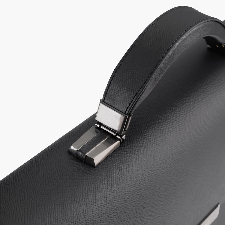 Cặp Da Nam Túi Xách Công Sở GENCE CTS17 Da Bò Khóa Số Cao Cấp Màu Đen Dáng Hộp