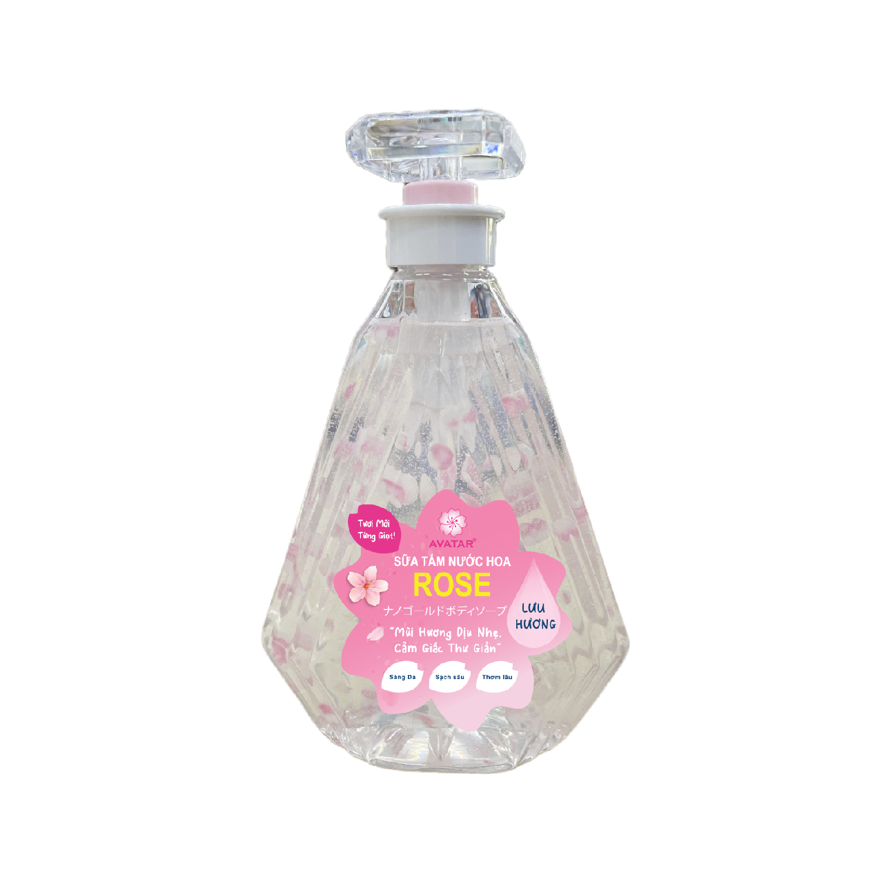 Sữa Tắm Cánh Hoa Tươi Giúp Trắng Mịn Da Hương Hoa Hồng Avatar Rose Shower Gel 800 mL