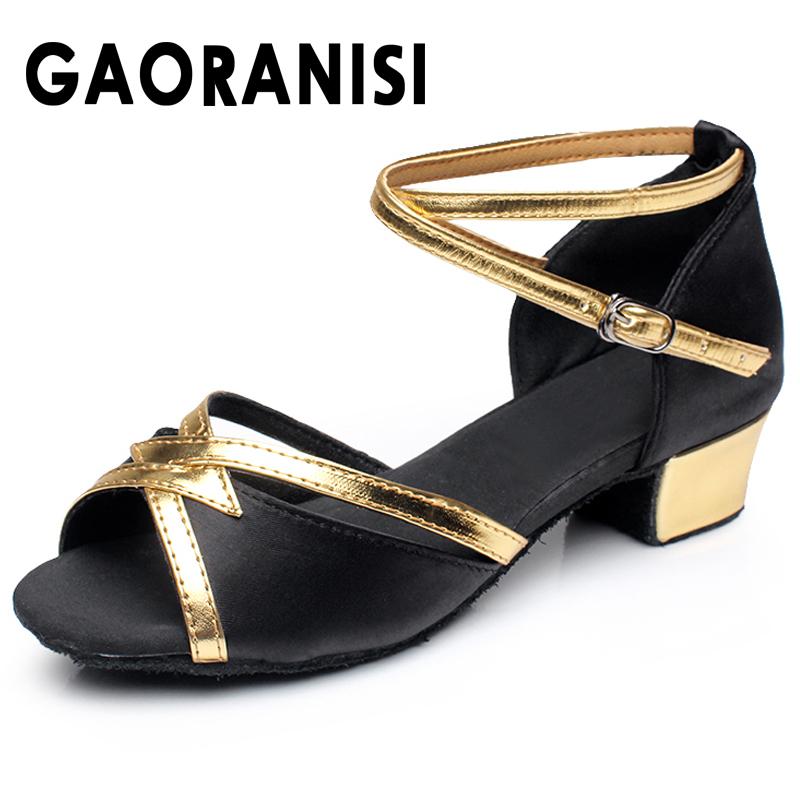 Nữ Mới Nhảy Latin Giày Nữ Phòng Khiêu Vũ Trẻ Em Giày Đế Mềm Chuyên Nghiệp Con/Trẻ Em/Salsa giày Tập Color: black Shoe Size: 28