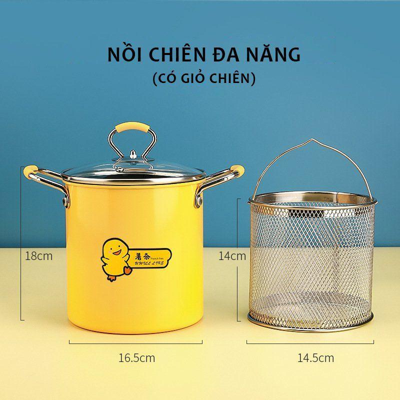 Nồi Chiên Ngập Dầu Vịt Vàng Kèm Rổ Inox Cao Cấp (hàng loại 1 rất dày)