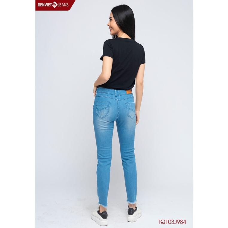 Quần Dài Jeans Nữ Rách GENVIET TQ103J984