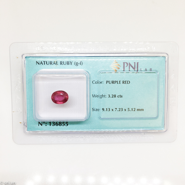 Viên ruby oval mài giác làm nhẫn mặt dây 3.28ct 136855