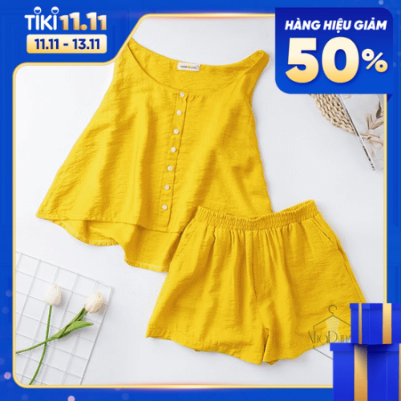 Đồ mặc nhà đồ ngủ nữ vải đũi nhăn mềm có túi cách điệu nút áo xinh xắn size từ 40-70kg