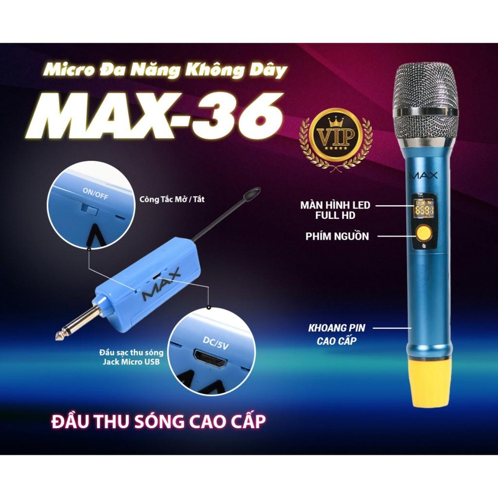 Micro Không Dây Karaoke Max 36 &amp; Max 56, Pin Sạc, Mẫu Mới 2023, Màn Hình LED, Chống Hú Tốt, Hát Nhẹ, Sóng Mạnh