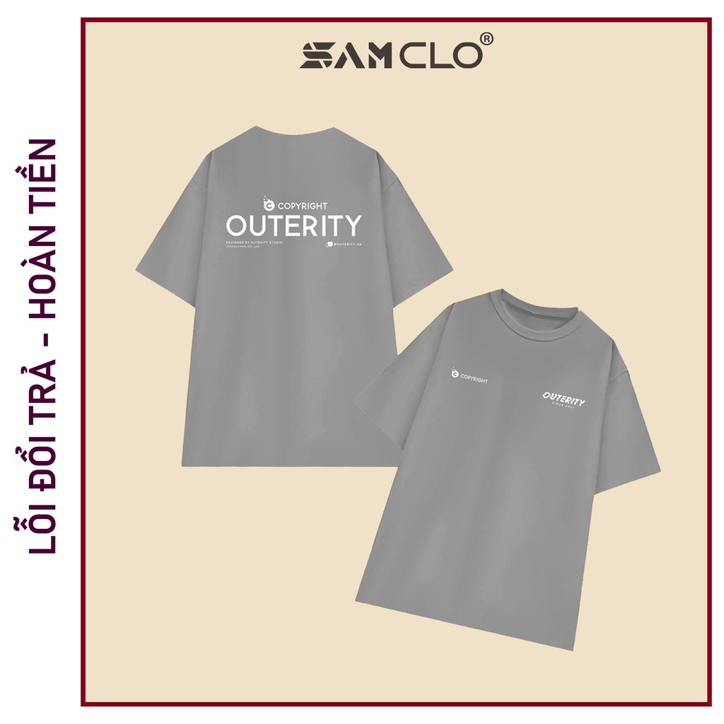 Áo phông nữ tay lỡ SAM CLO phông form rộng dáng Unisex - áo lớp, nhóm, couple in chữ outerity COPYRIGHT