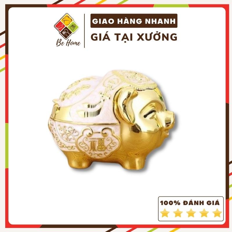 Gạt Tàn Hình Heo Mạ Vàng -BEHOME- Hợp kim tinh xảo