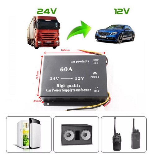 BỘ CHUYỂN ĐỔI NGUỒN ĐIỆN 24V XUỐNG 12V 60A 720W CÔNG SUẤT LỚN