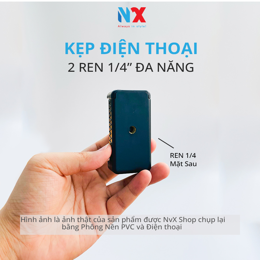 Đầu kẹp giữ giữ điện thoại thông minh có 2 Ren 1/4 tiện lợi để gắn Điện thoại tùy ý