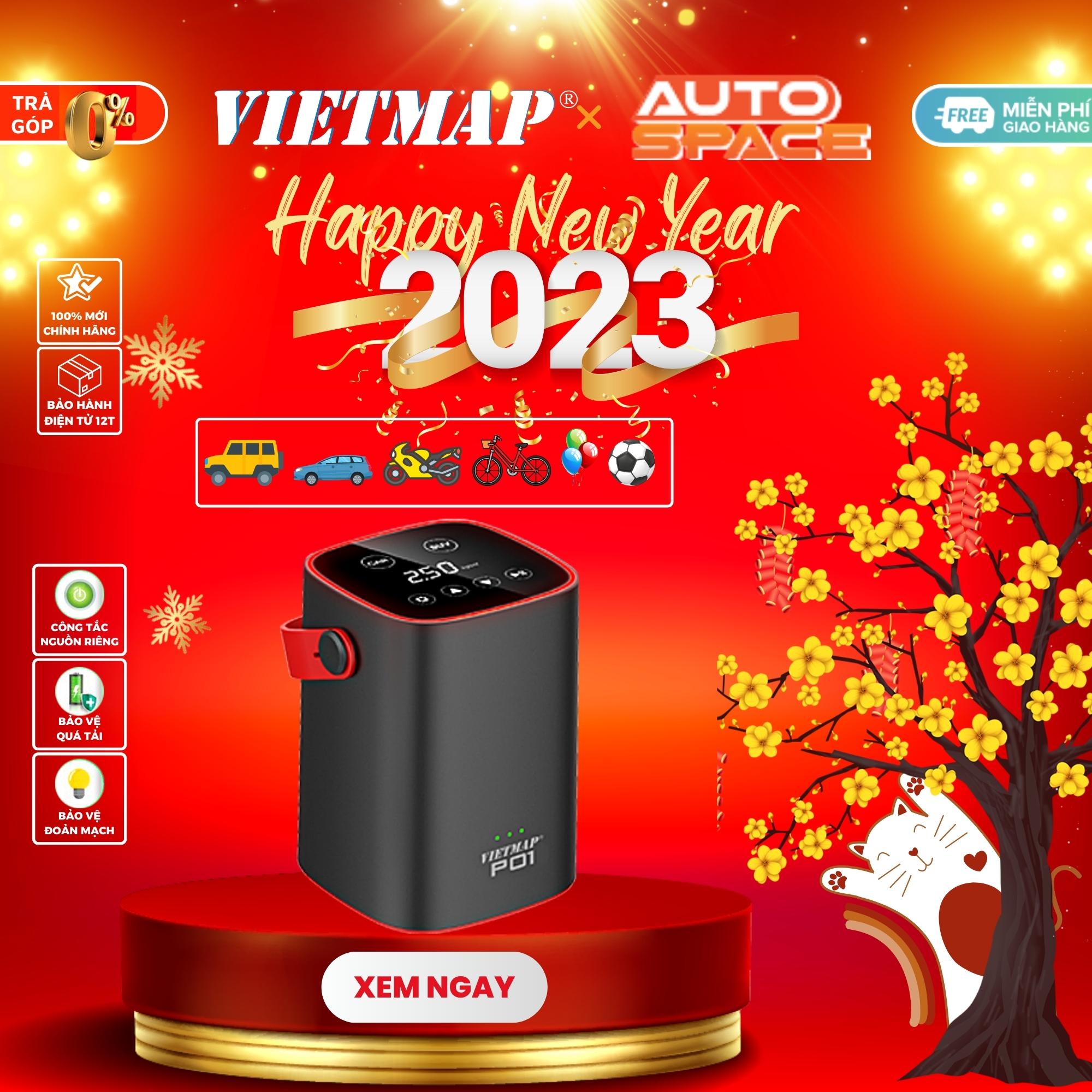 VIETMAP P01 | Bơm Lốp Điện Tử Đa năng dùng điện 12-24v không pin - Hàng Chính Hãng