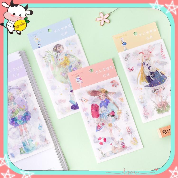 Sticker Vintage Hình Dán Cô Gái Dễ Thương Stickers Dán Trang Trí Sổ Tay Cute Bookmark Vintage Bulletjournal