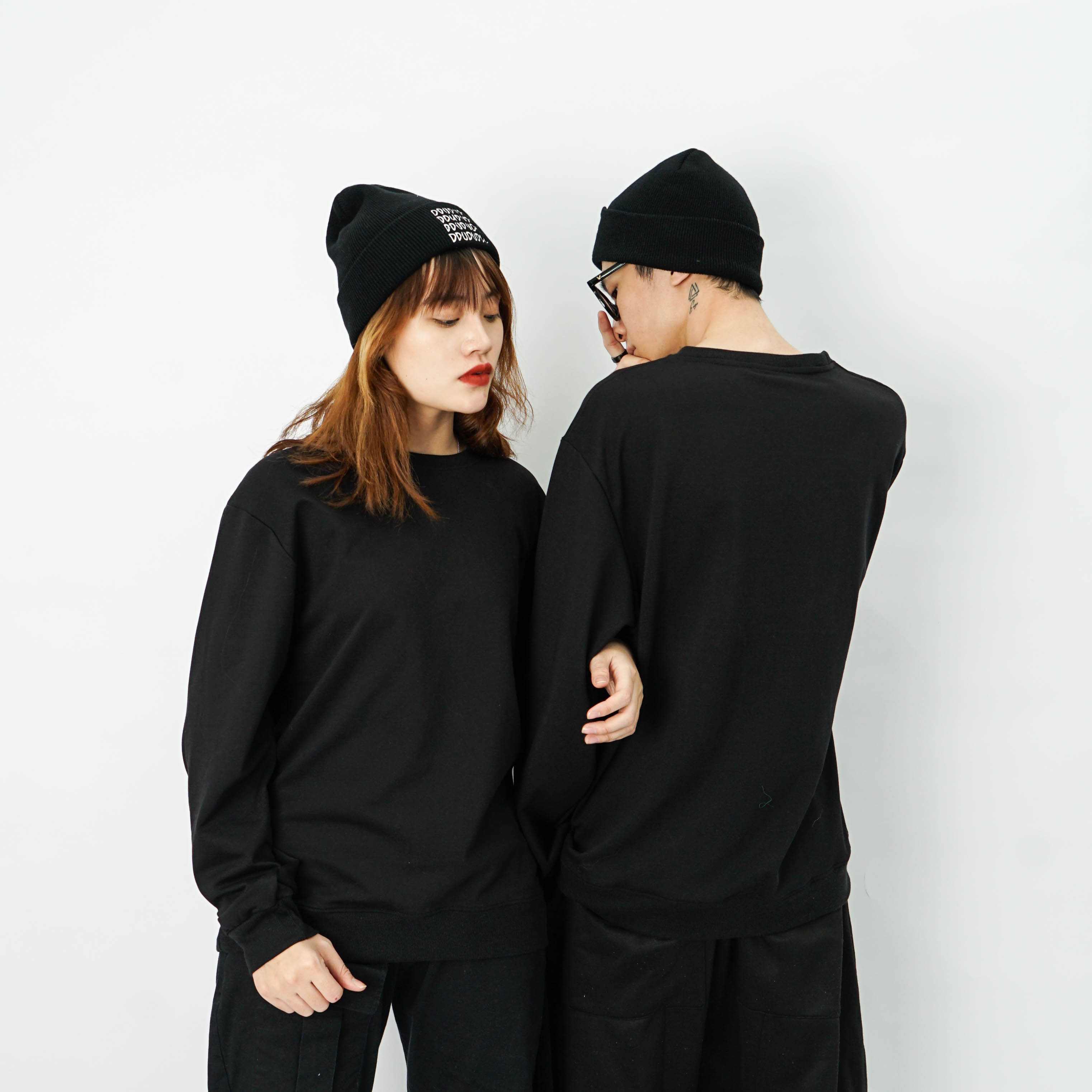 Áo dài tay trơn Unisex N7 Basic Sweater Ulzzang cặp đôi nam nữ nỉ da cá form rộng oversize Hàn Quốc