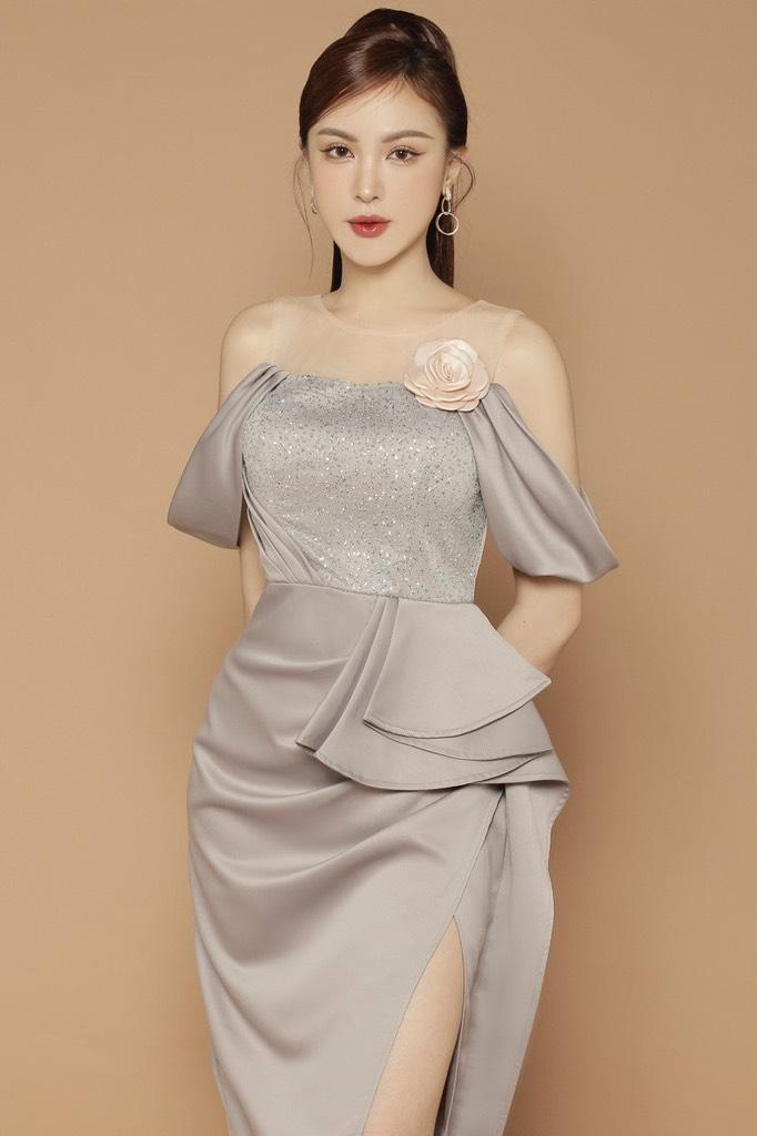 ĐẦM BODY PHỐI LƯỚI RỚT VAI KO KÈM TAG HOA