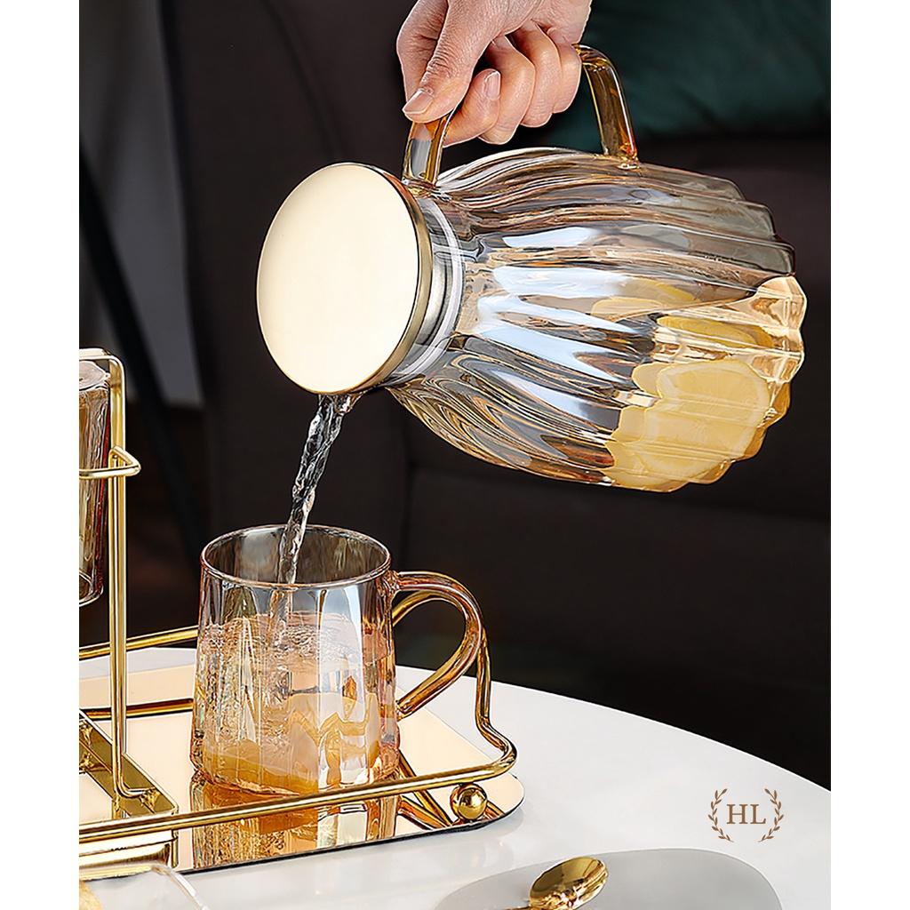 Bình cốc thủy tinh Decor chịu nhiệt Borosilicate | Bình Ly Thủy Phong cách Vintage Vàng Hổ Phách 2023