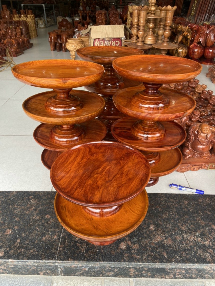 Đĩa trái cây gỗ hương ngnag 25 cm