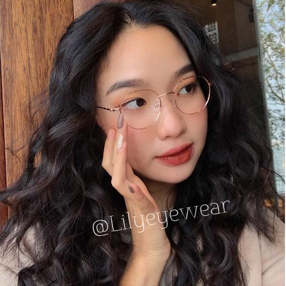 Gọng kính kim loại mắt tròn nam nữ Lilyeyewear càng kính nhẹ nhàng phù hợp mặt nhỏ màu sắc thời trang 29120