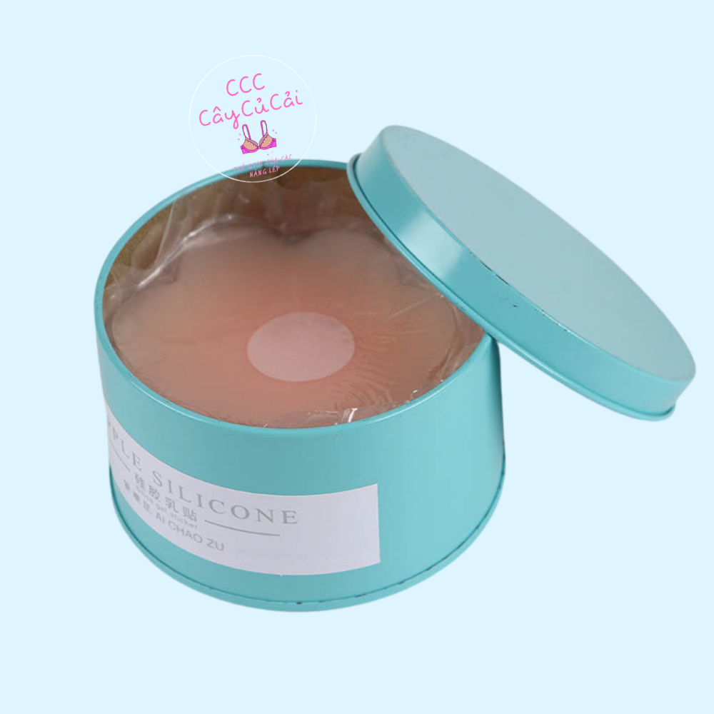 Hộp 5 cặp miếng dán đầu ti, miếng dán ngực silicon hình tròn hoặc hoa mai , hộp màu trắng thiết kế sang trọng -CCC003