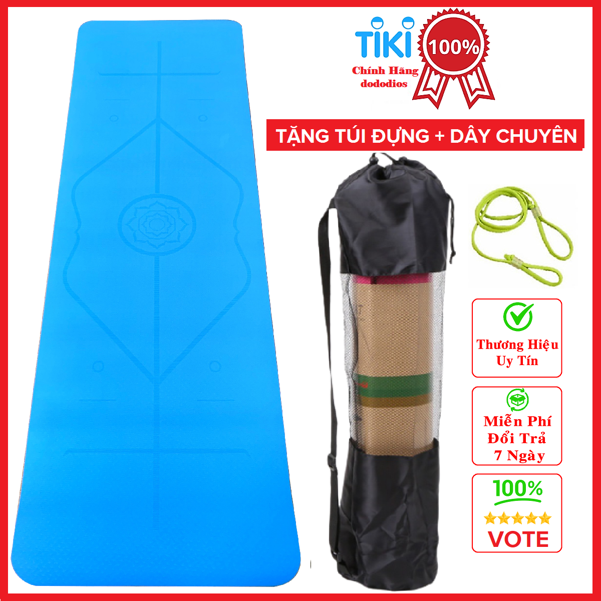 [LOẠI TỐT - ĐỊNH TUYẾN] Thảm tập Yoga định tuyến TPE cao cấp tặng kèm túi đựng - chống trơn trượt thấm hút mồ hôi tốt chính hãng DODODIOS - Dây Buộc Chuyên Dụng Tập Yoga