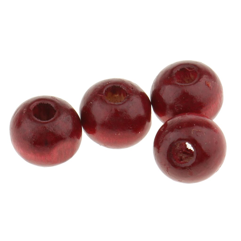 50pcs Loose Beads Round Wood Beads Wooden Beads Beading Supplies 8mm Red