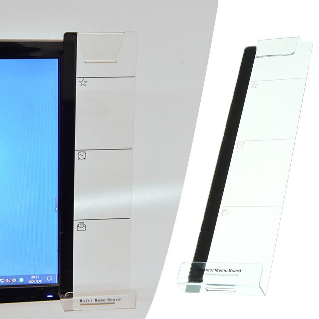 Set of 2 Clear Monitor Memo Board Computer Monitors Side Panel Phone Holder