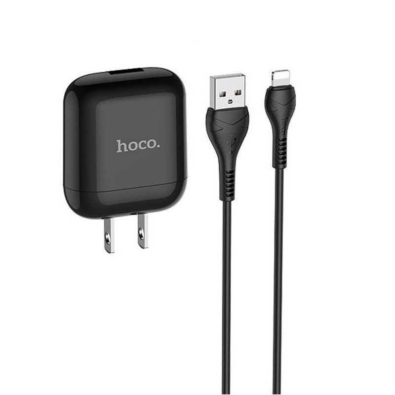 Bộ sạc nhanh 3.4A Hoco HK2 chân dẹp chất liệu chống cháy nổ kèm dây sạc cho iPhone ( 2 màu ) - Hàng chính hãng