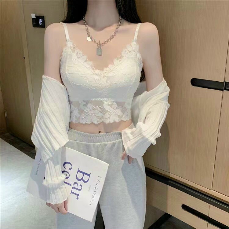 Hình ảnh Áo Bra Nữ Cúp Ngực Dây Mảnh BR2230 Chất Liệu Cotton Co Giãn Phối Hoa Dễ Thương