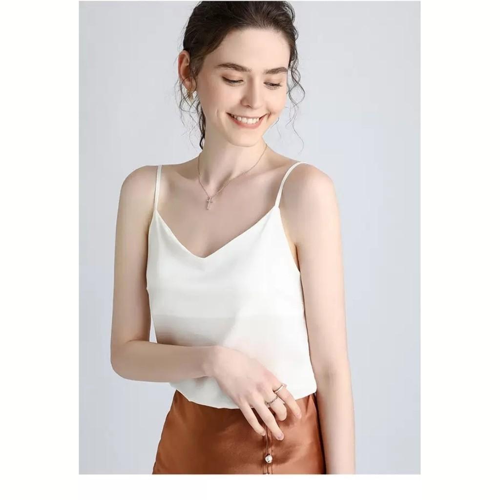 Áo Hai Dây Lụa Cổ Tim Nữ Cao Cấp