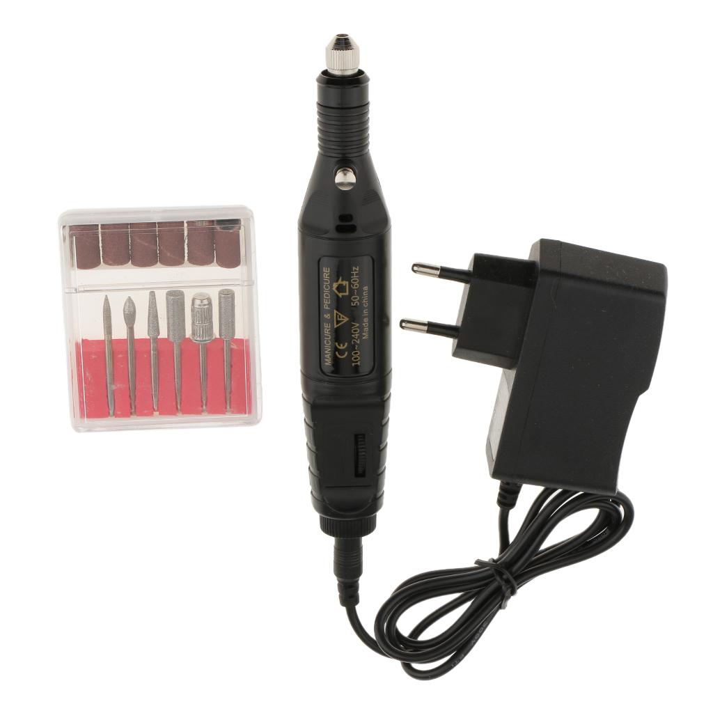Mini Electric Nail Drill Art Manicure File Polish Buffing Pedicure Tool Set EU Plug