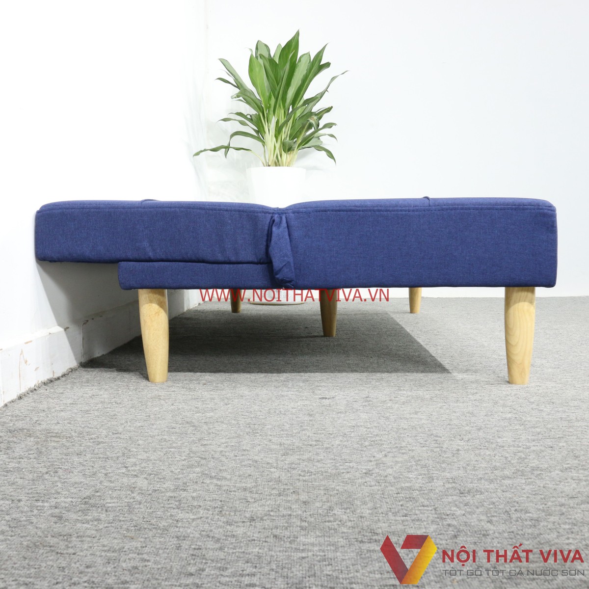 Ghế Sofa Xếp Thành Giường Ngủ Bọc Nỉ Màu Xanh Dương Hiện Đại Giá Rẻ