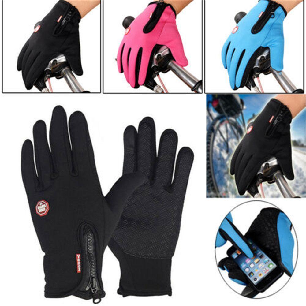 Găng tay ấm áp mùa đông chống trượt màn hình cảm ứng nhiệt Windproof Mitten Skiing Cưỡi xe đạp Găng tay thể thao Color: Black Size: L