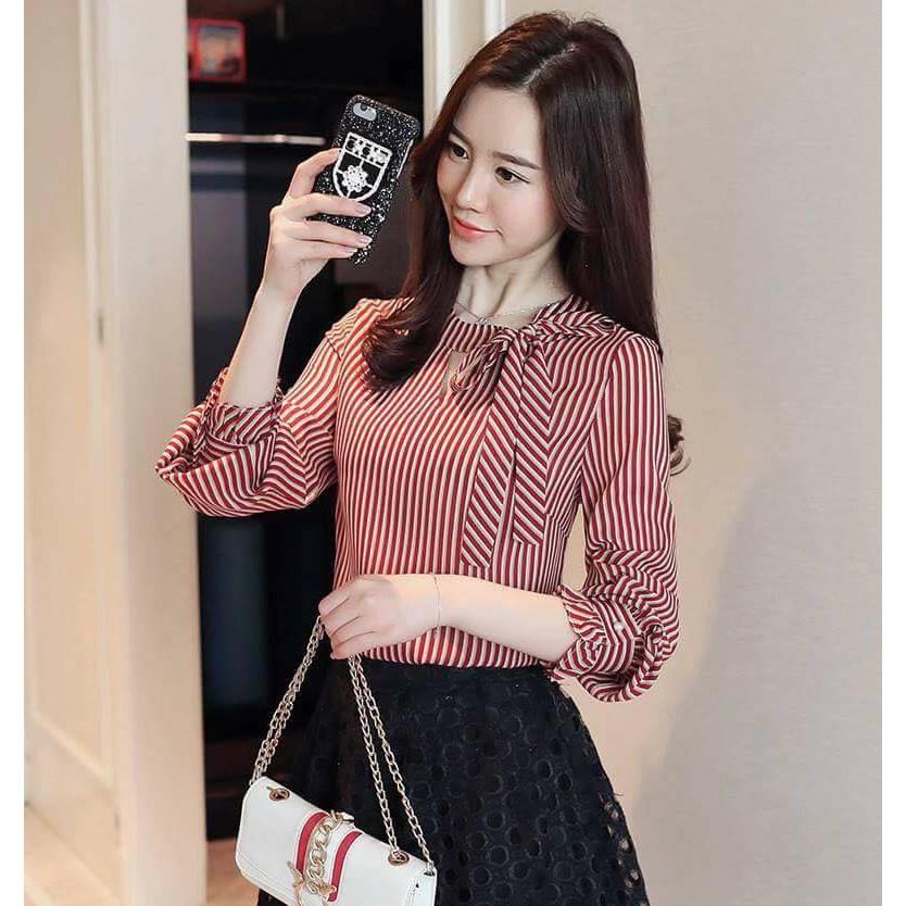 SỐC SƠ MI KẺ SỌC BUỘC NƠ CỔ SM140