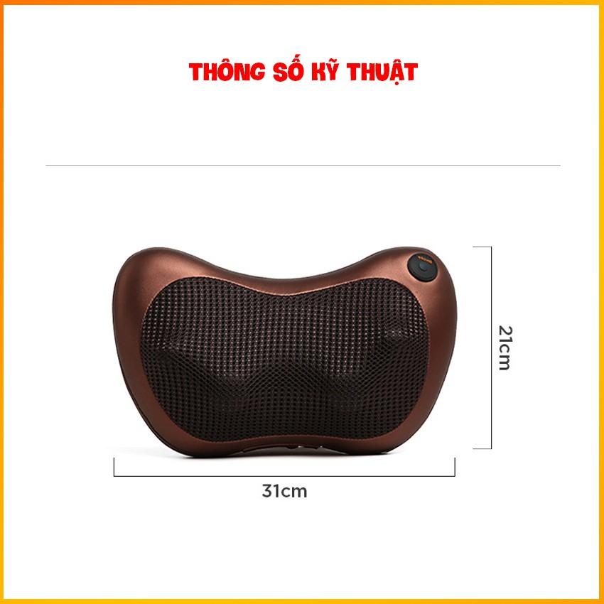Gối massage hồng ngoại – Massage cổ 8 bi công nghệ 5D, mát xa cổ vai gáy - BH 3 tháng - Kaizo Mart