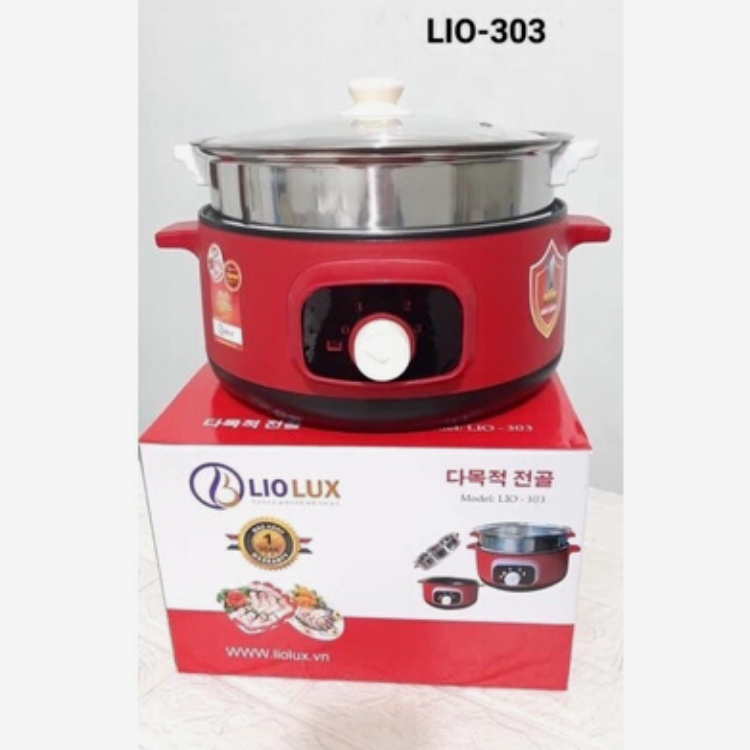 Nồi lẩu điện đa năng Liolux LIO-303 (3 Lít) Công suất 1300W, điều chỉnh 3 chế độ, nấu lẩu, chiên, xào, nấu canh - Hàng chính hãng